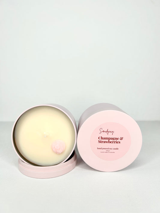Champagne and Strawberries Mini Candle